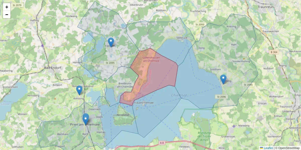 Karte des Postleitzahlen Bereichs  und der umliegenden Postleitzahlen in Deutschland