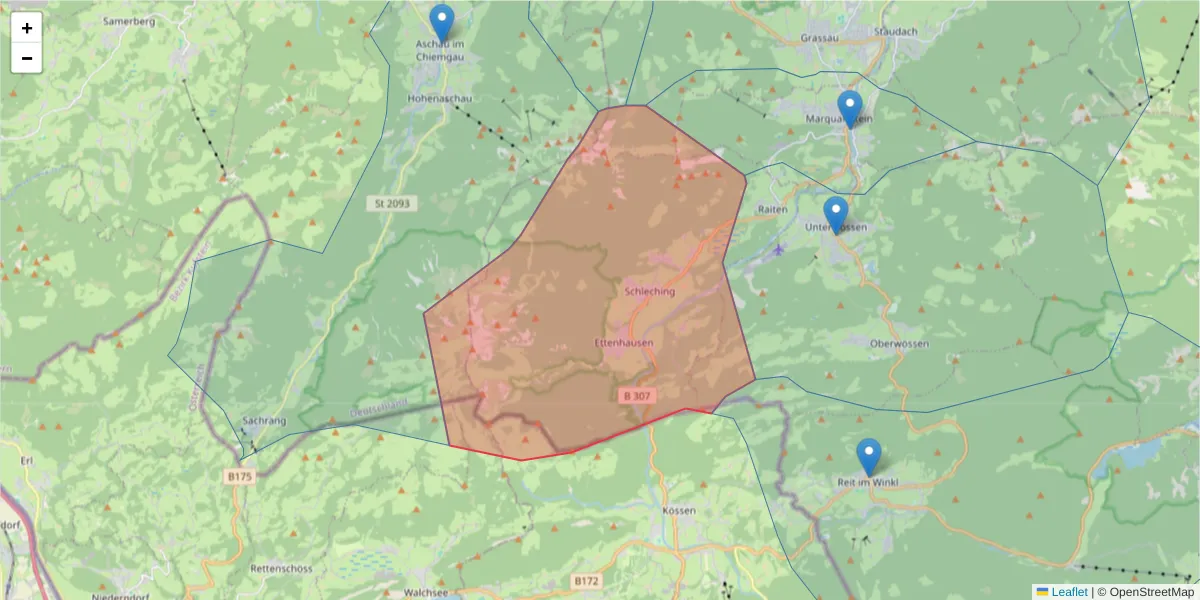 Karte des Postleitzahlen Bereichs  und der umliegenden Postleitzahlen in Deutschland