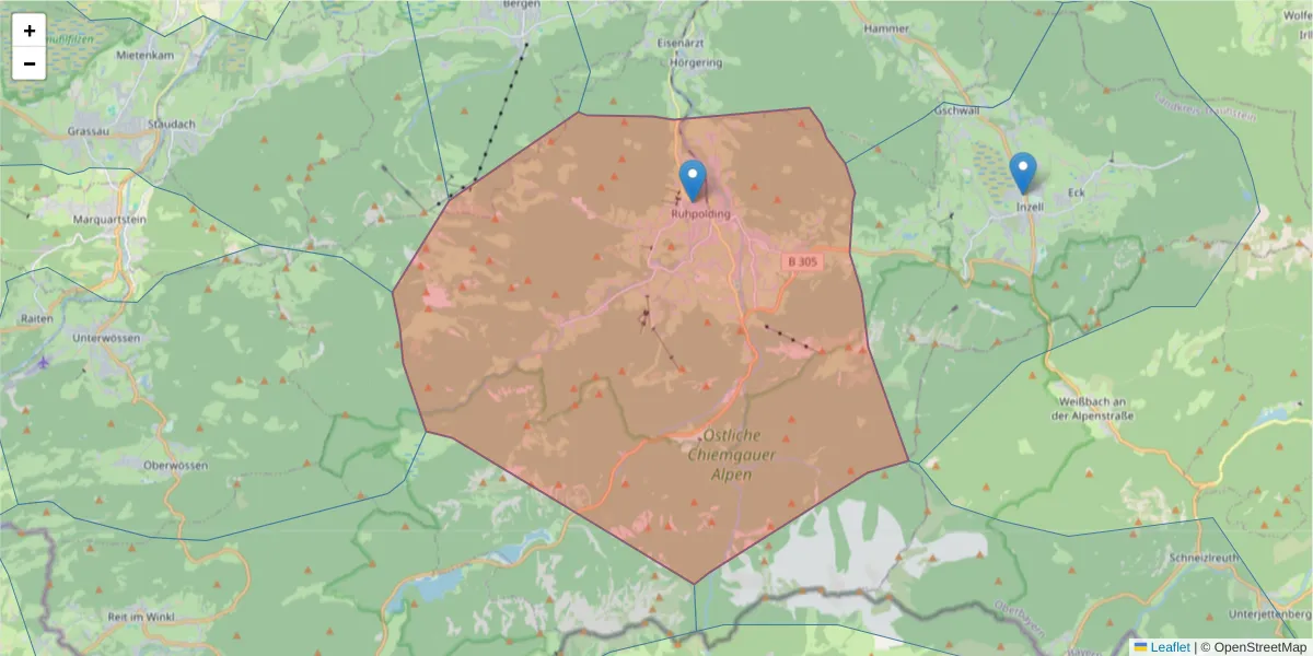 Karte des Postleitzahlen Bereichs  und der umliegenden Postleitzahlen in Deutschland