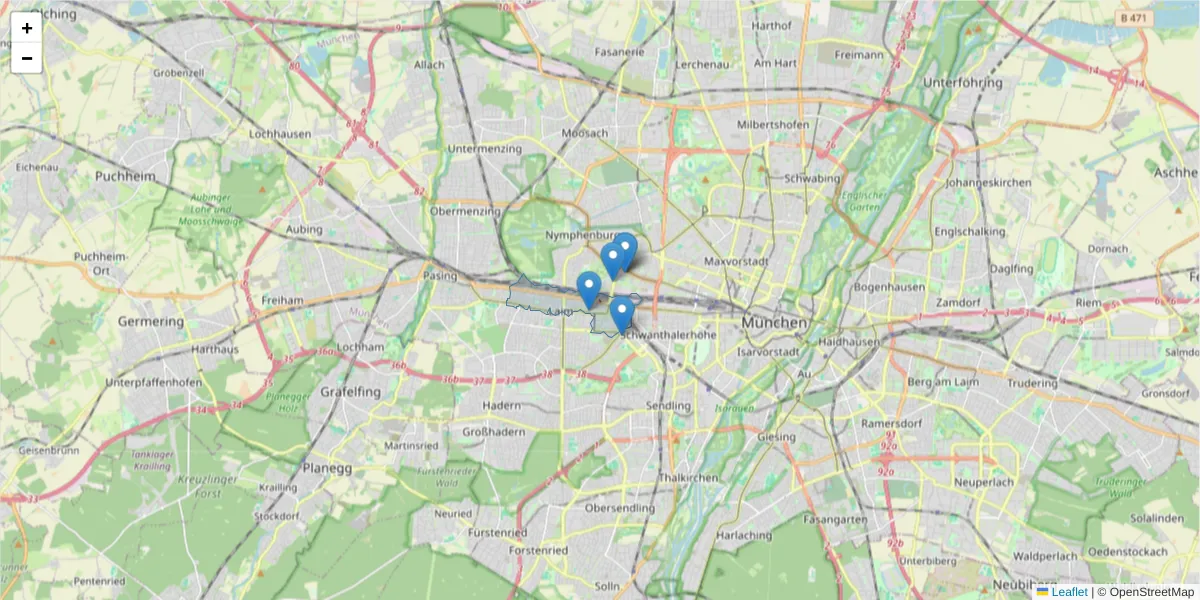 Karte des Postleitzahlen Bereichs  und der umliegenden Postleitzahlen in Deutschland