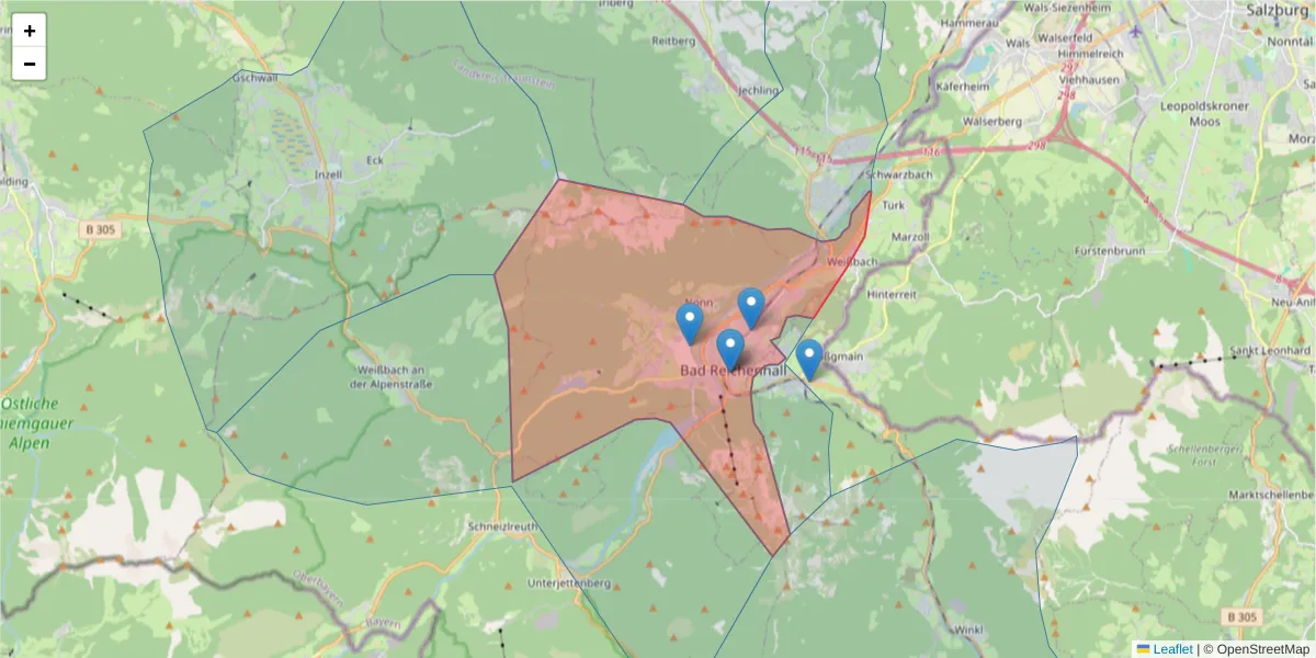 Karte des Postleitzahlen Bereichs  und der umliegenden Postleitzahlen in Deutschland