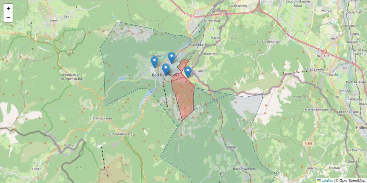 Karte des Postleitzahlen Bereichs  und der umliegenden Postleitzahlen in Deutschland
