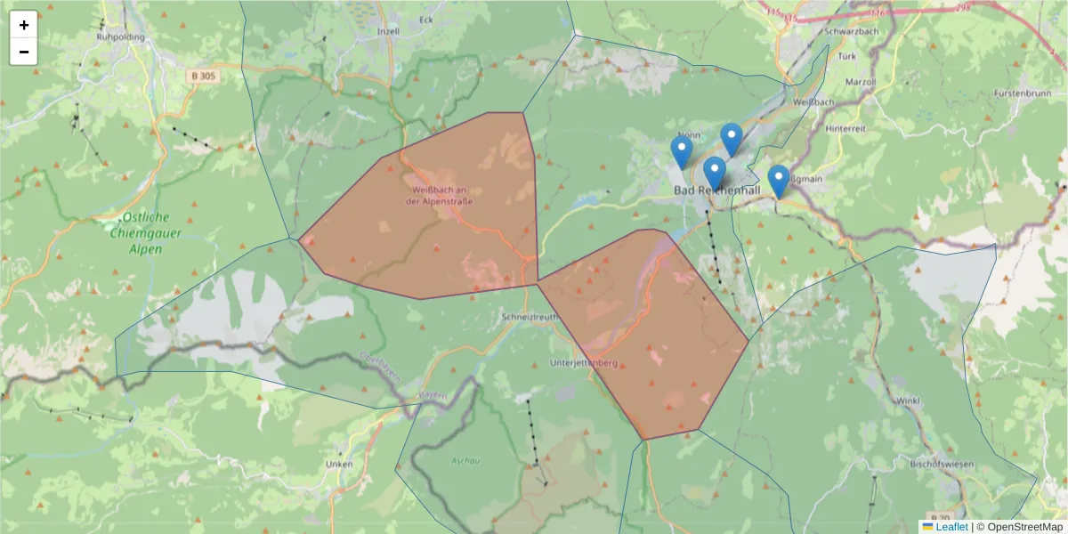 Karte des Postleitzahlen Bereichs  und der umliegenden Postleitzahlen in Deutschland