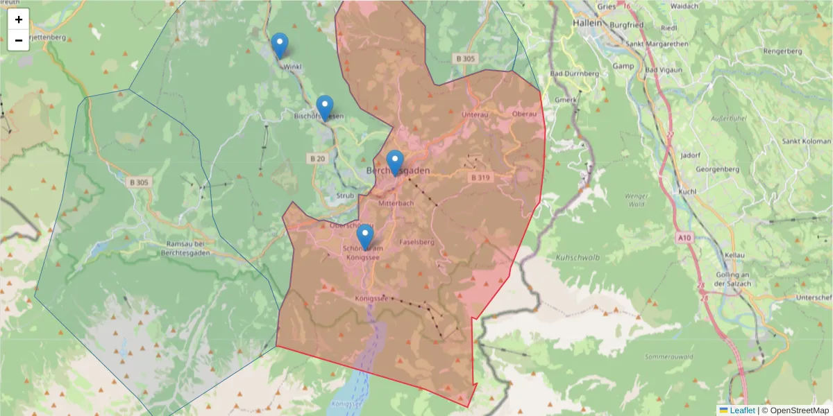 Karte des Postleitzahlen Bereichs  und der umliegenden Postleitzahlen in Deutschland