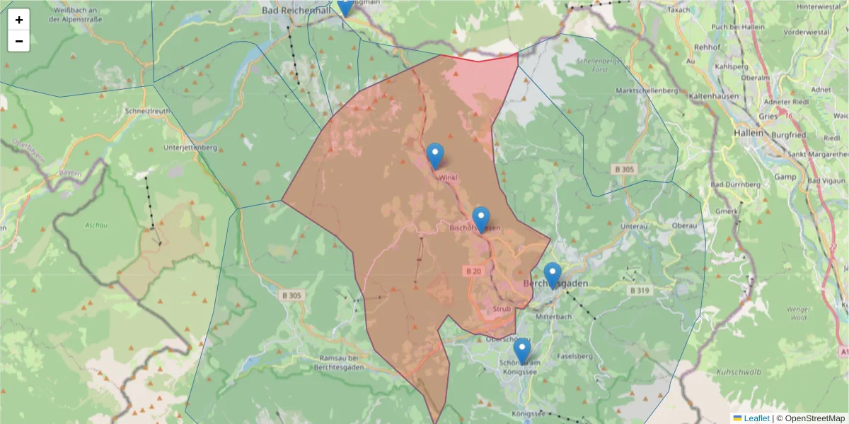 Karte des Postleitzahlen Bereichs  und der umliegenden Postleitzahlen in Deutschland