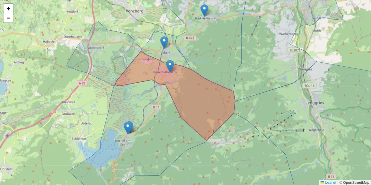 Karte des Postleitzahlen Bereichs  und der umliegenden Postleitzahlen in Deutschland