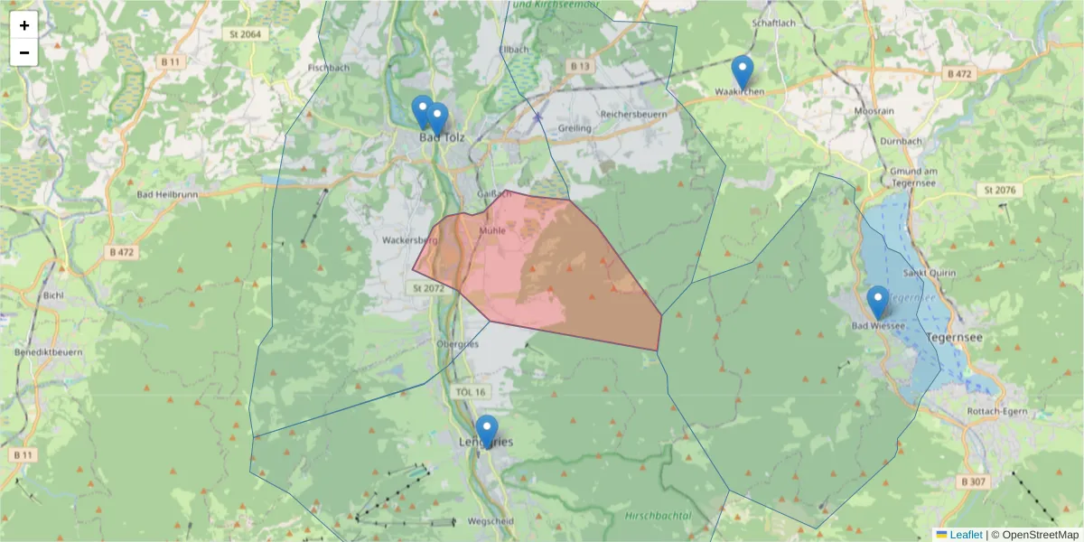 Karte des Postleitzahlen Bereichs  und der umliegenden Postleitzahlen in Deutschland