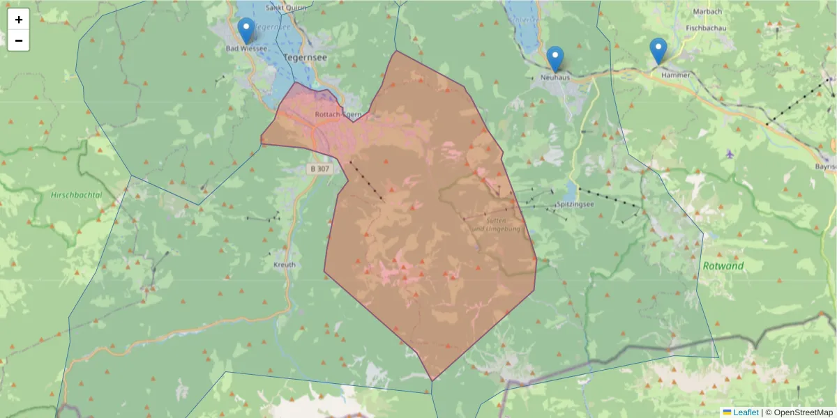 Karte des Postleitzahlen Bereichs  und der umliegenden Postleitzahlen in Deutschland