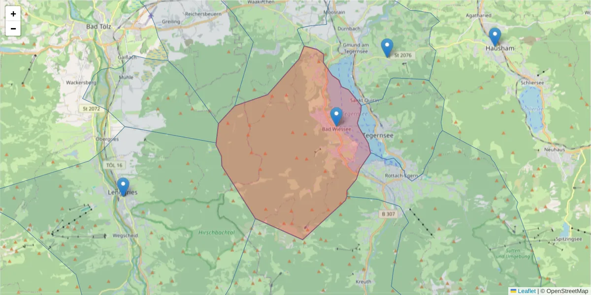 Karte des Postleitzahlen Bereichs  und der umliegenden Postleitzahlen in Deutschland
