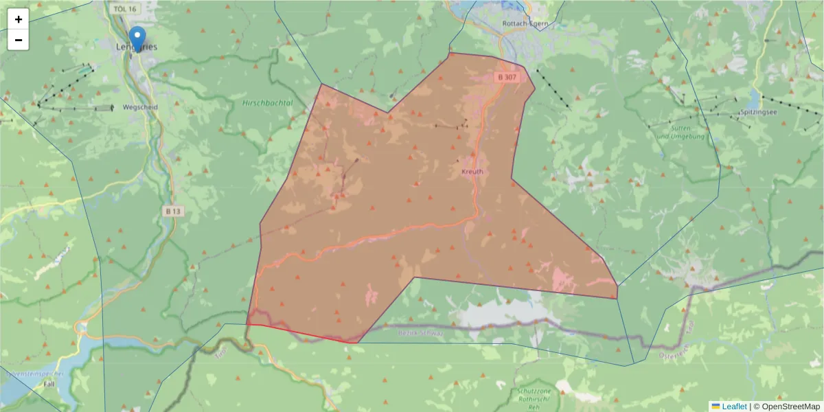 Karte des Postleitzahlen Bereichs  und der umliegenden Postleitzahlen in Deutschland