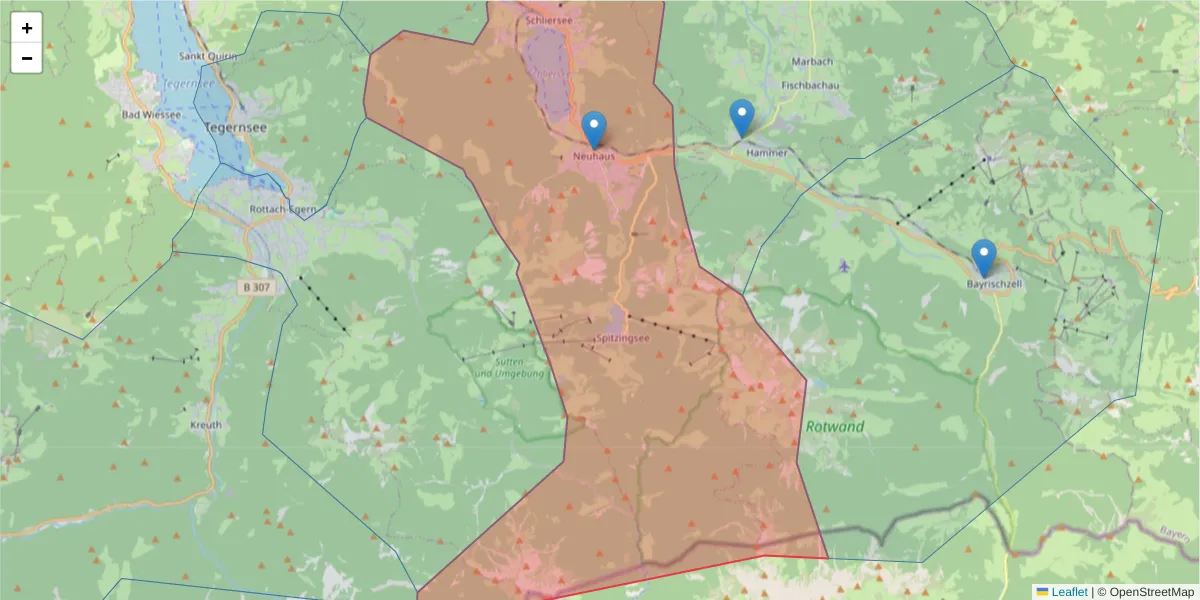 Karte des Postleitzahlen Bereichs  und der umliegenden Postleitzahlen in Deutschland