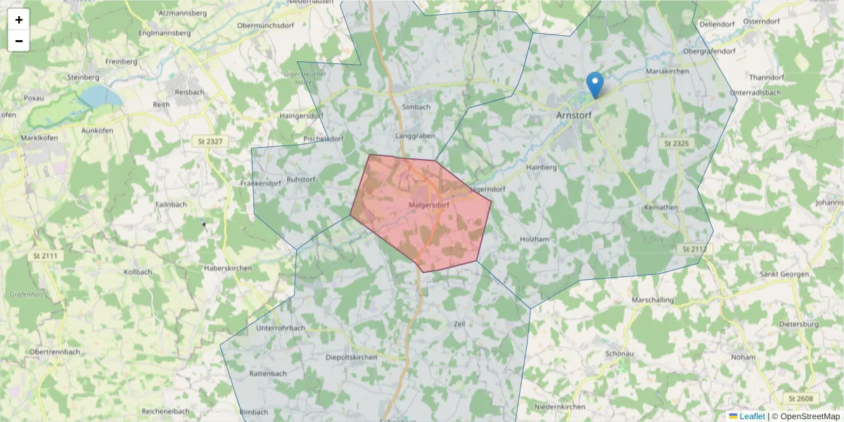 Karte des Postleitzahlen Bereichs  und der umliegenden Postleitzahlen in Deutschland