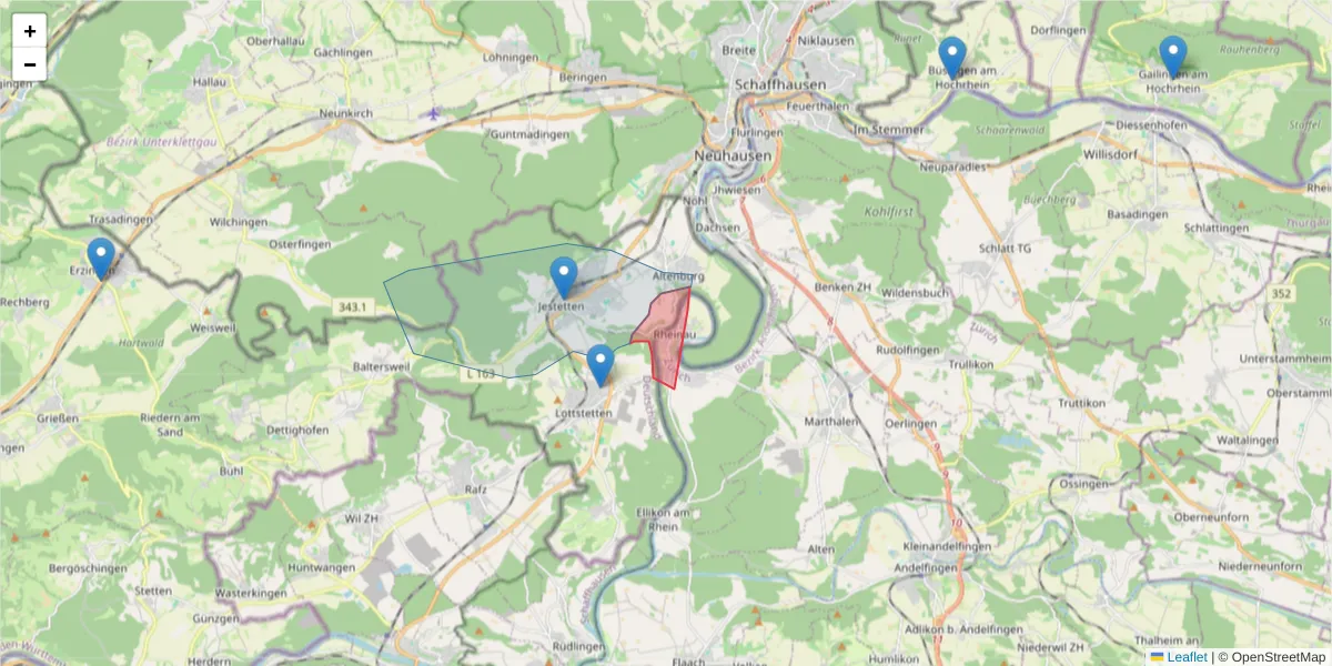 Karte des Postleitzahlen Bereichs  und der umliegenden Postleitzahlen in Deutschland