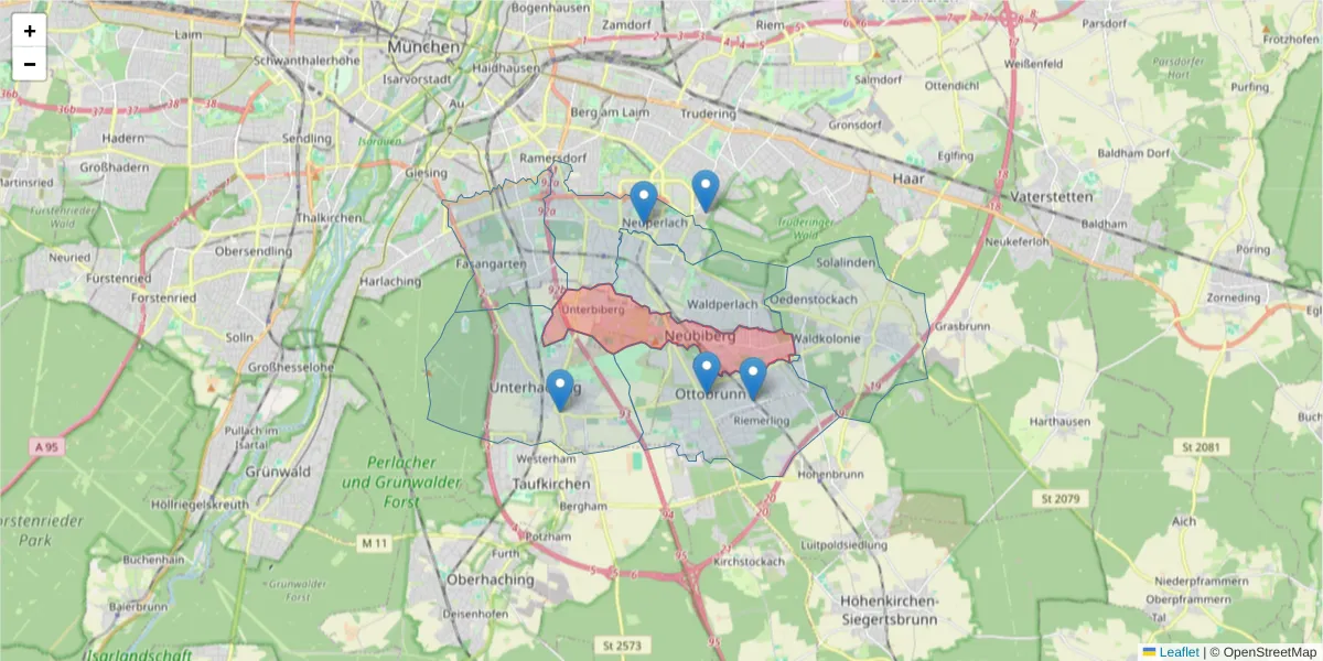 Karte des Postleitzahlen Bereichs  und der umliegenden Postleitzahlen in Deutschland