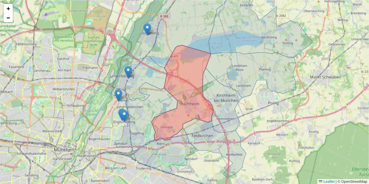 Karte des Postleitzahlen Bereichs  und der umliegenden Postleitzahlen in Deutschland