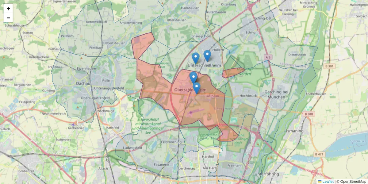 Karte des Postleitzahlen Bereichs  und der umliegenden Postleitzahlen in Deutschland