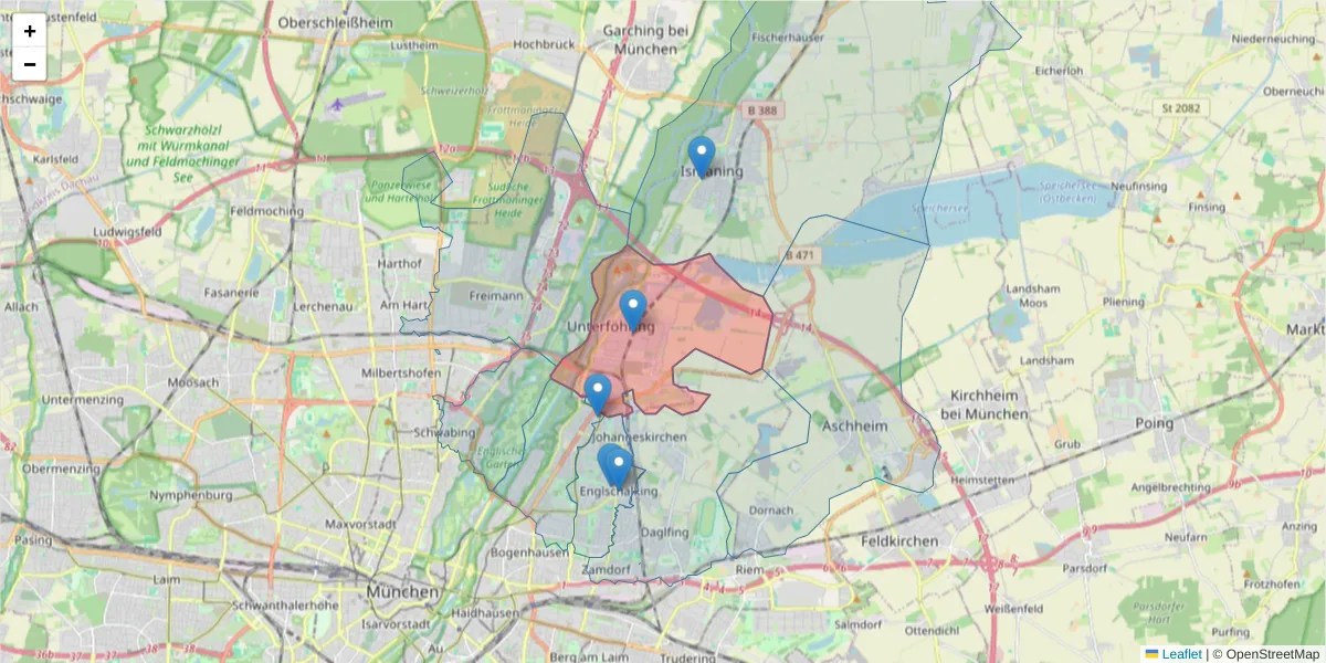 Karte des Postleitzahlen Bereichs  und der umliegenden Postleitzahlen in Deutschland