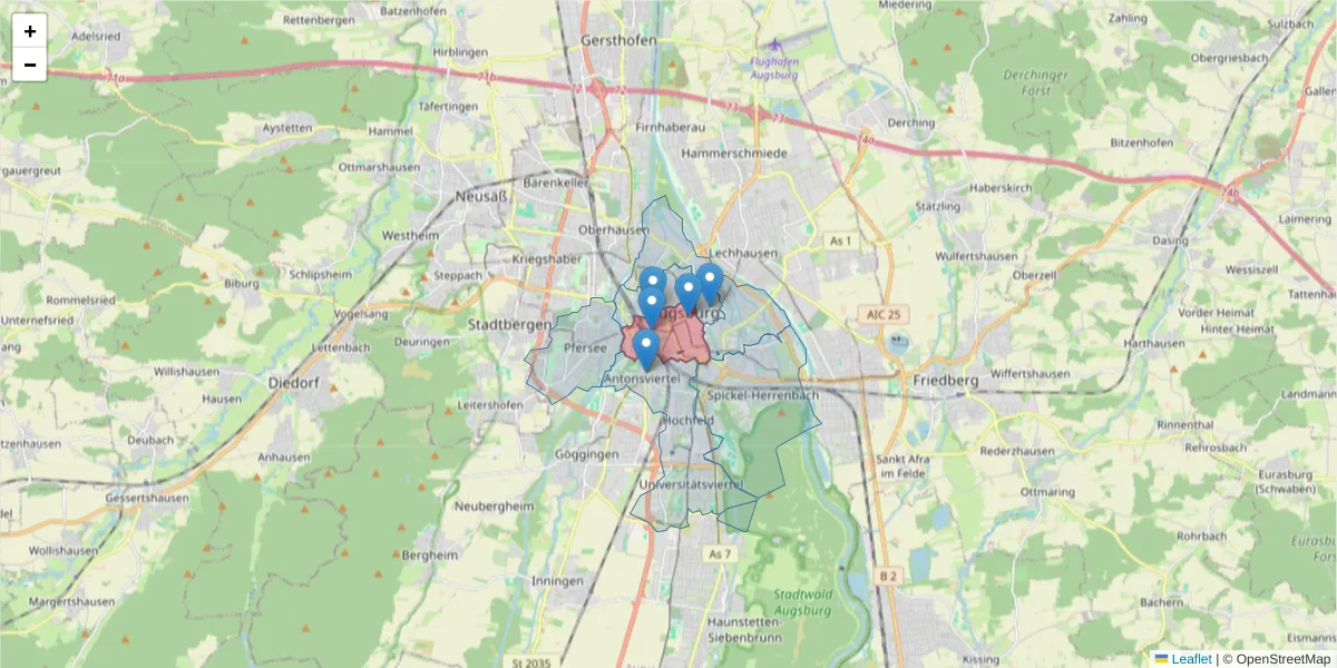 Karte des Postleitzahlen Bereichs  und der umliegenden Postleitzahlen in Deutschland