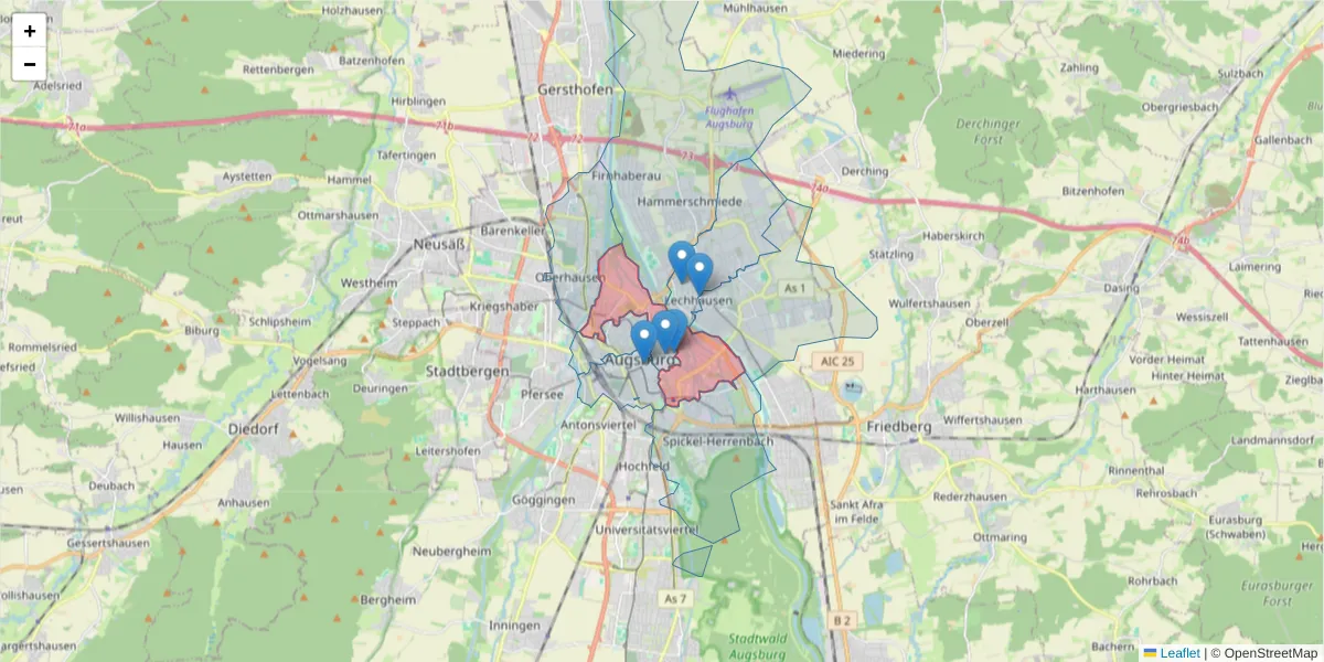 Karte des Postleitzahlen Bereichs  und der umliegenden Postleitzahlen in Deutschland