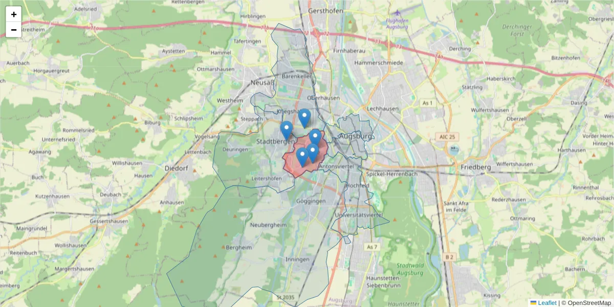 Karte des Postleitzahlen Bereichs  und der umliegenden Postleitzahlen in Deutschland