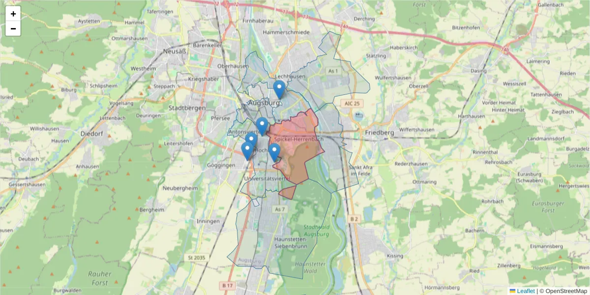 Karte des Postleitzahlen Bereichs  und der umliegenden Postleitzahlen in Deutschland