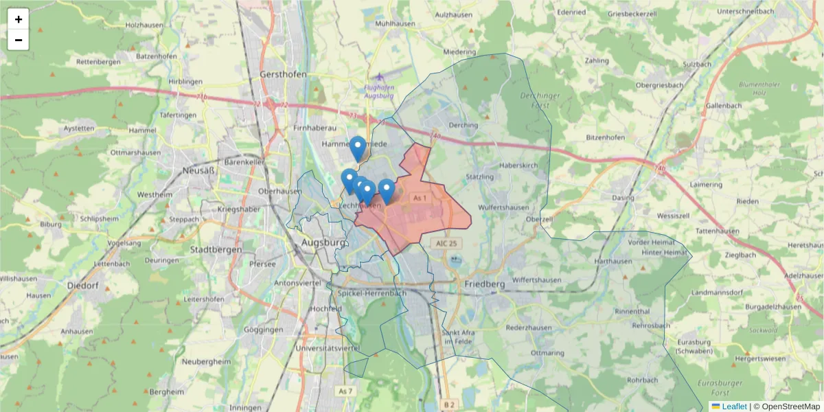 Karte des Postleitzahlen Bereichs  und der umliegenden Postleitzahlen in Deutschland