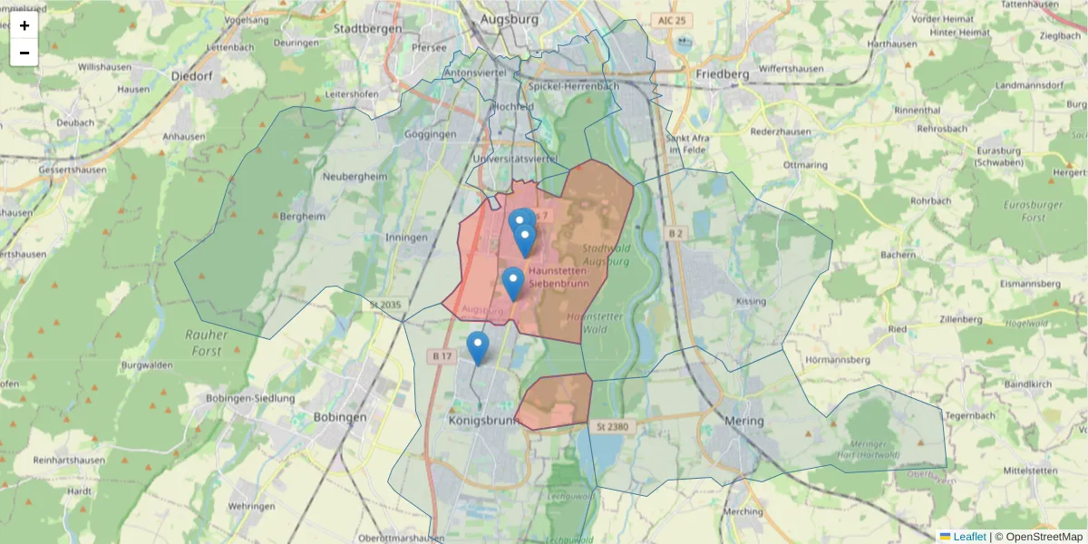 Karte des Postleitzahlen Bereichs  und der umliegenden Postleitzahlen in Deutschland