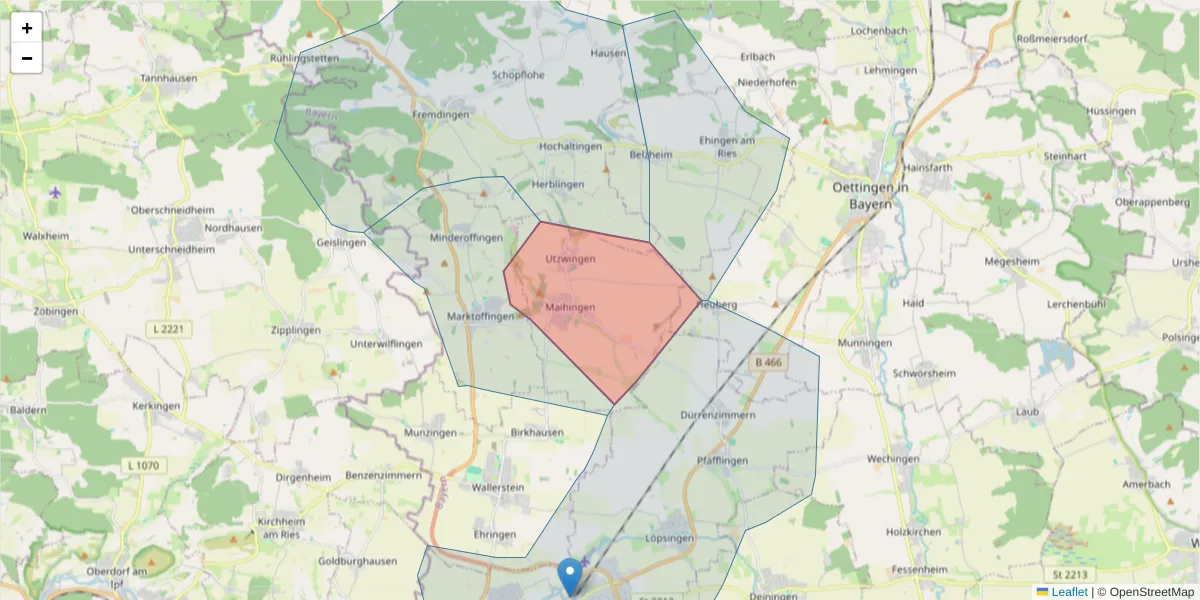 Karte des Postleitzahlen Bereichs  und der umliegenden Postleitzahlen in Deutschland