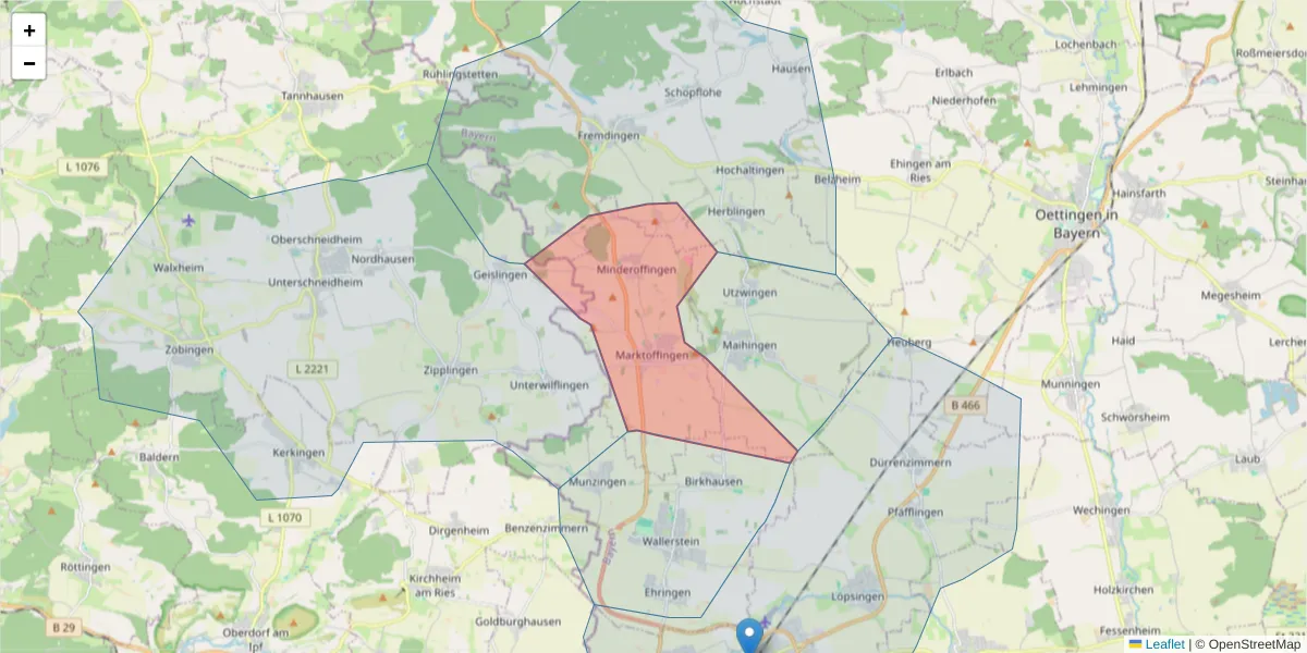 Karte des Postleitzahlen Bereichs  und der umliegenden Postleitzahlen in Deutschland