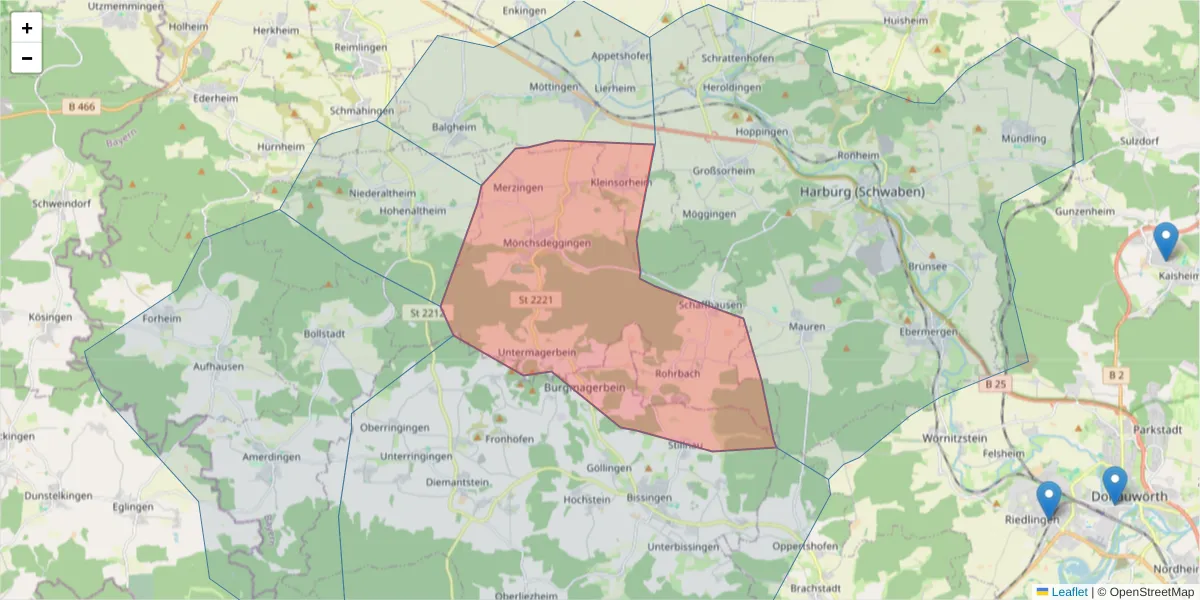 Karte des Postleitzahlen Bereichs  und der umliegenden Postleitzahlen in Deutschland