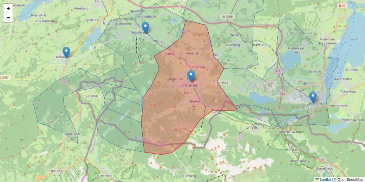 Karte des Postleitzahlen Bereichs  und der umliegenden Postleitzahlen in Deutschland