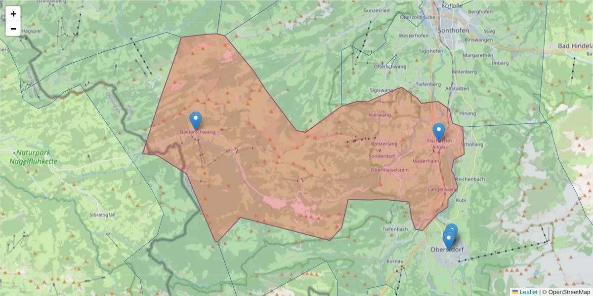 Karte des Postleitzahlen Bereichs  und der umliegenden Postleitzahlen in Deutschland