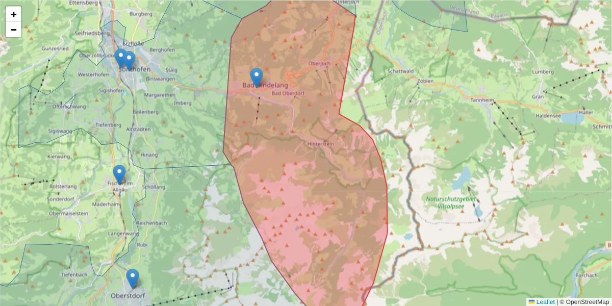 Karte des Postleitzahlen Bereichs  und der umliegenden Postleitzahlen in Deutschland