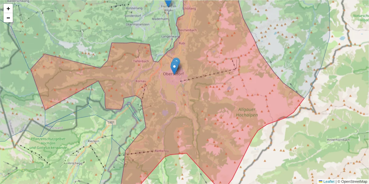 Karte des Postleitzahlen Bereichs  und der umliegenden Postleitzahlen in Deutschland