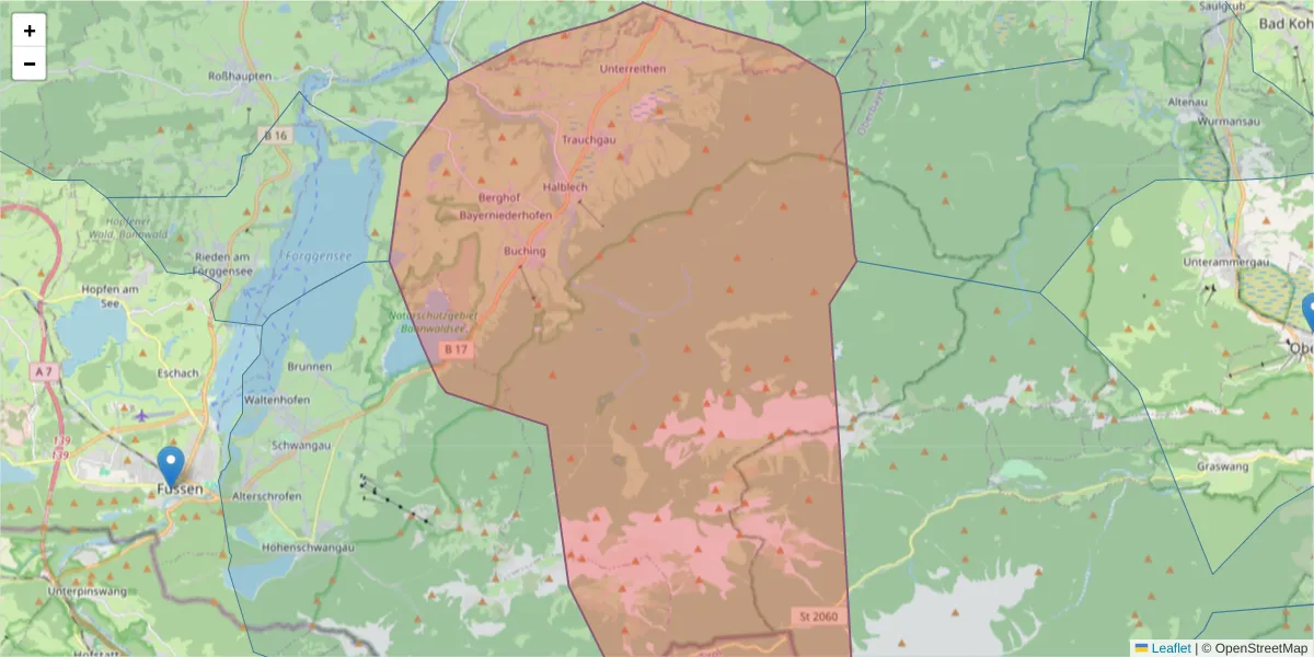 Karte des Postleitzahlen Bereichs  und der umliegenden Postleitzahlen in Deutschland