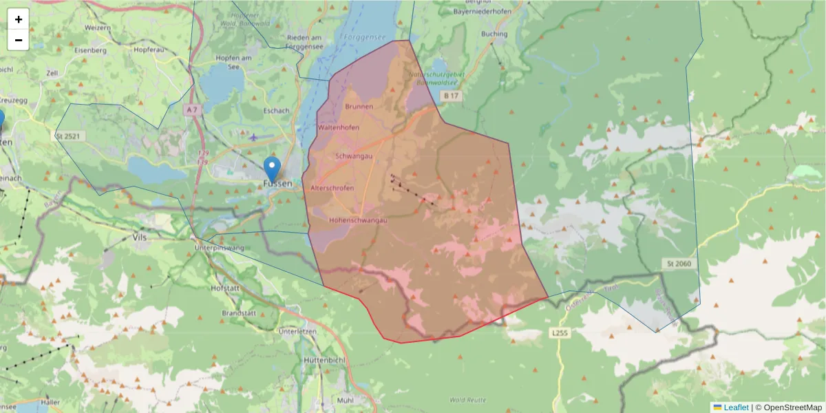 Karte des Postleitzahlen Bereichs  und der umliegenden Postleitzahlen in Deutschland