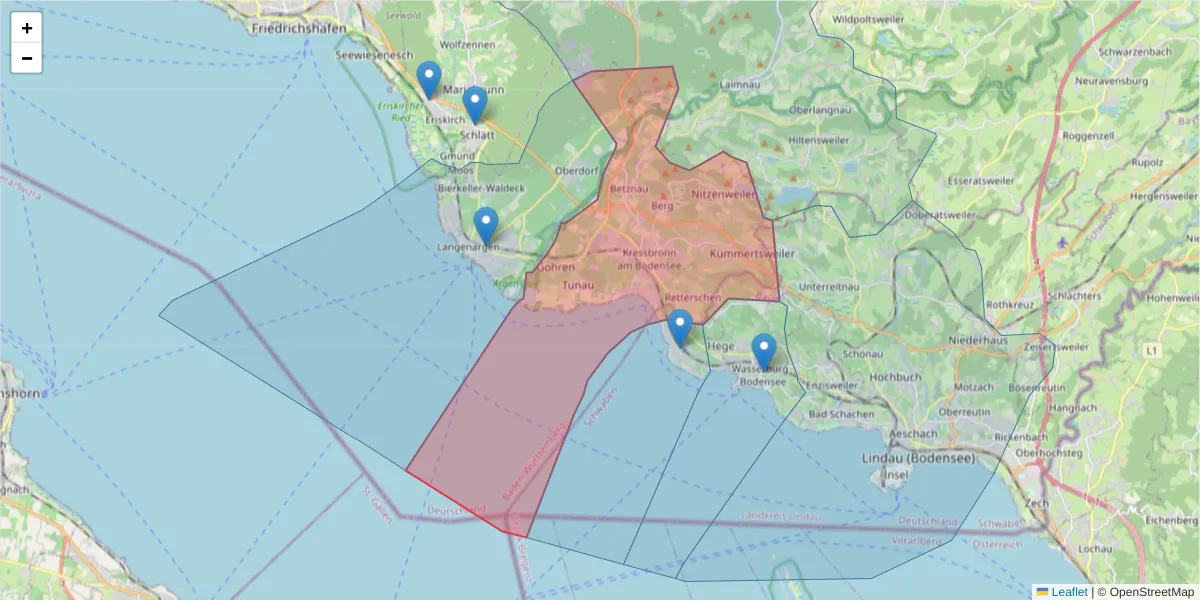 Karte des Postleitzahlen Bereichs  und der umliegenden Postleitzahlen in Deutschland