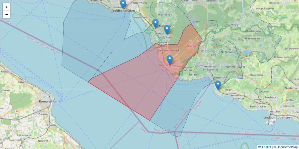 Karte des Postleitzahlen Bereichs  und der umliegenden Postleitzahlen in Deutschland