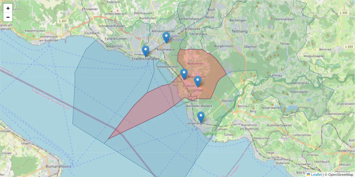 Karte des Postleitzahlen Bereichs  und der umliegenden Postleitzahlen in Deutschland