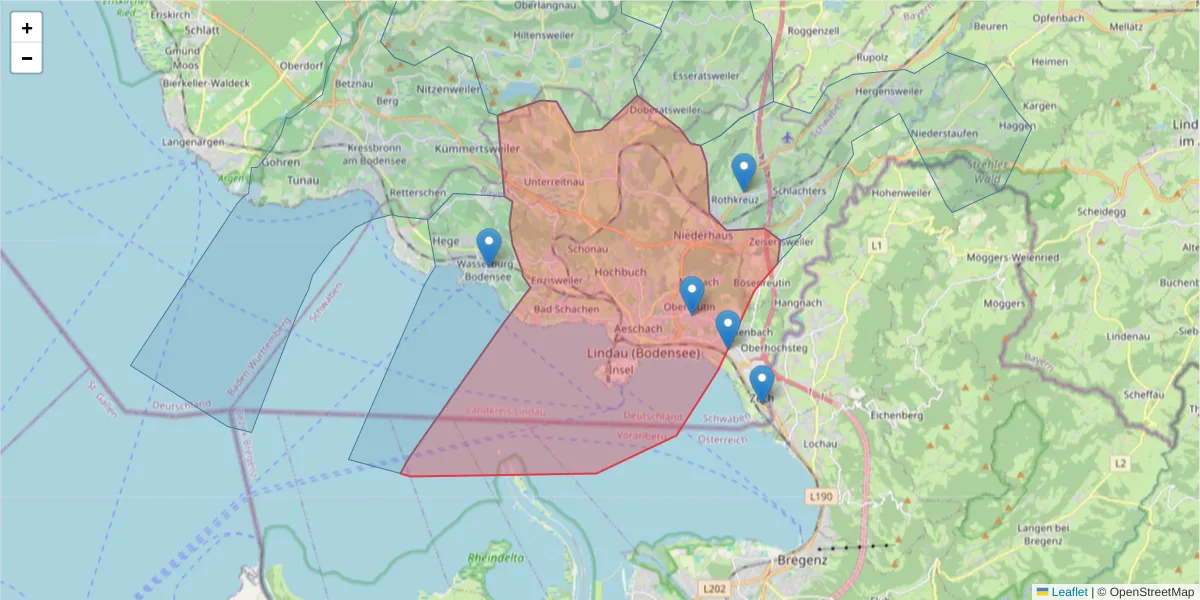 Karte des Postleitzahlen Bereichs  und der umliegenden Postleitzahlen in Deutschland
