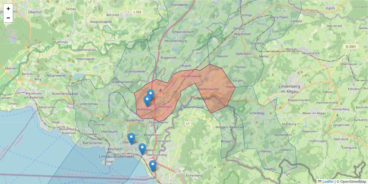 Karte des Postleitzahlen Bereichs  und der umliegenden Postleitzahlen in Deutschland
