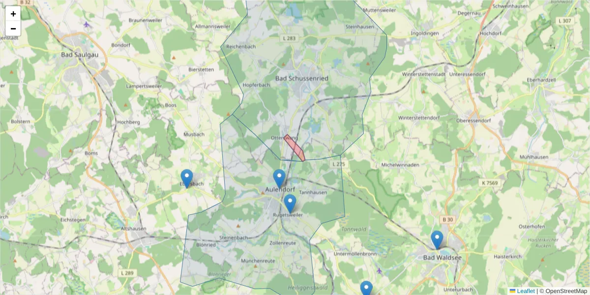 Karte des Postleitzahlen Bereichs  und der umliegenden Postleitzahlen in Deutschland