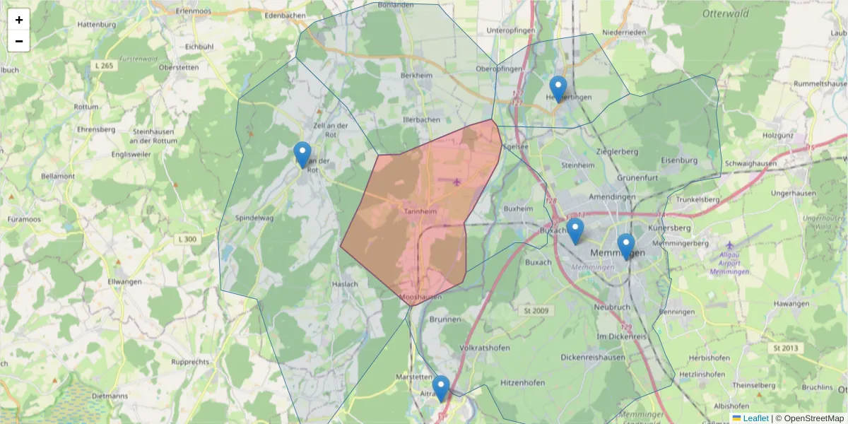 Karte des Postleitzahlen Bereichs  und der umliegenden Postleitzahlen in Deutschland