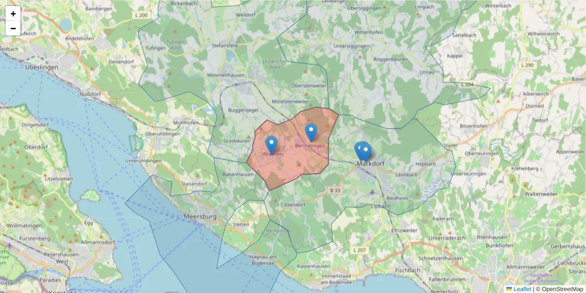 Karte des Postleitzahlen Bereichs  und der umliegenden Postleitzahlen in Deutschland