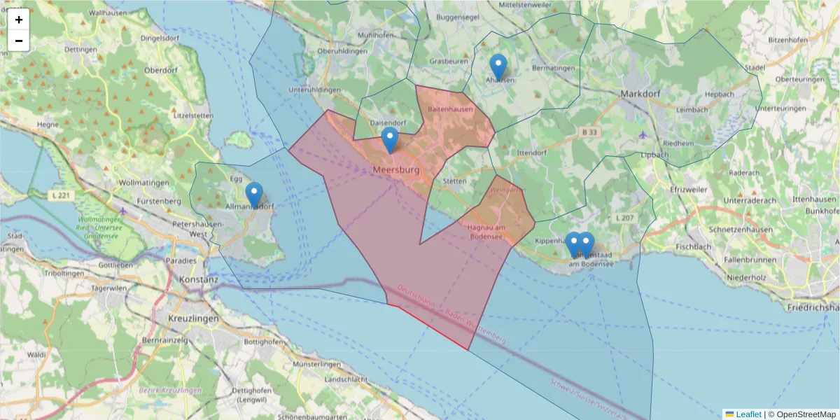 Karte des Postleitzahlen Bereichs  und der umliegenden Postleitzahlen in Deutschland