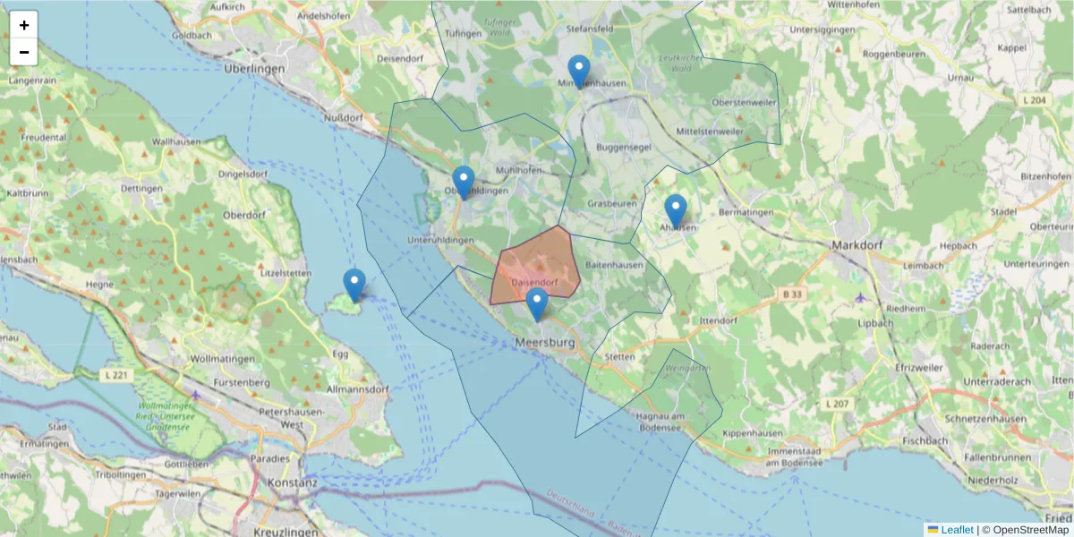Karte des Postleitzahlen Bereichs  und der umliegenden Postleitzahlen in Deutschland