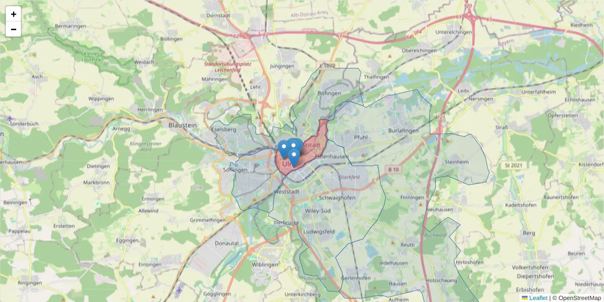 Karte des Postleitzahlen Bereichs  und der umliegenden Postleitzahlen in Deutschland