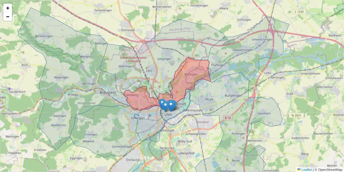 Karte des Postleitzahlen Bereichs  und der umliegenden Postleitzahlen in Deutschland