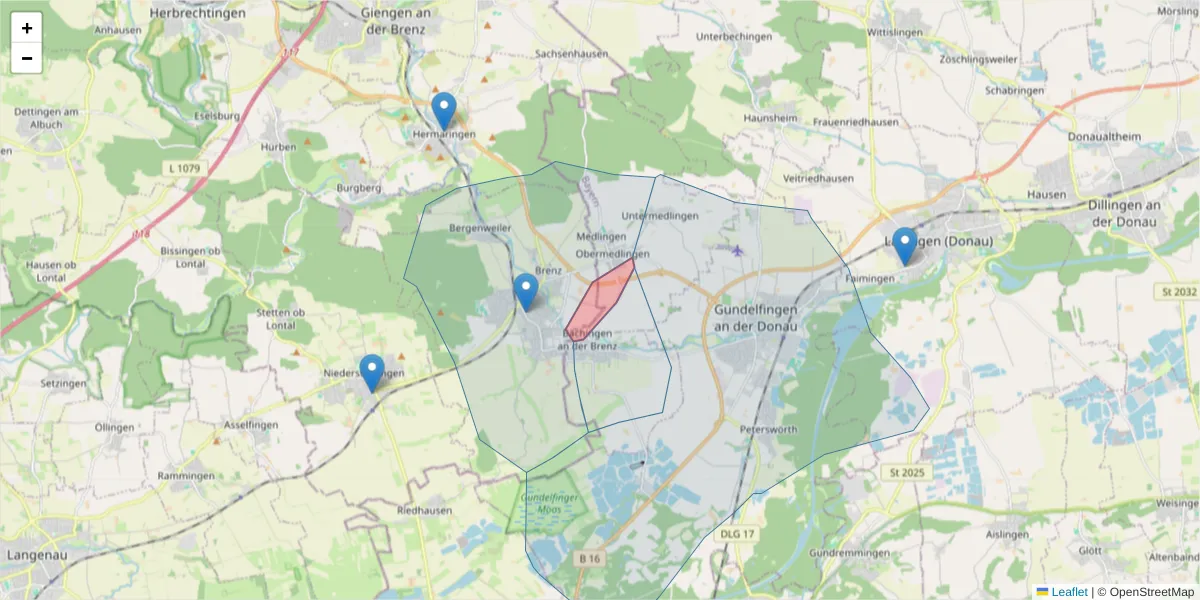 Karte des Postleitzahlen Bereichs  und der umliegenden Postleitzahlen in Deutschland