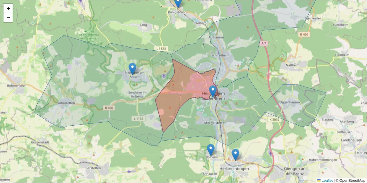 Karte des Postleitzahlen Bereichs  und der umliegenden Postleitzahlen in Deutschland